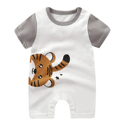 Pagliaccetto in Cotone per Neonato – Tutina a Maniche Corte con Stampe, Body Intero Unisex per Neonati