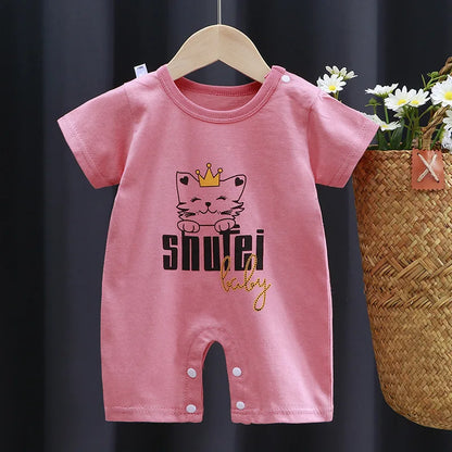 Pagliaccetto in Cotone per Neonato – Tutina a Maniche Corte con Stampe, Body Intero Unisex per Neonati