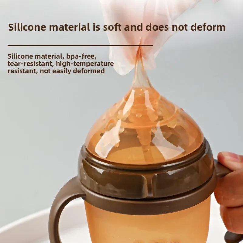 Biberon con Tettarella Effetto Seno in Silicone – Senza BPA e con Manici 150 e 250 ml
