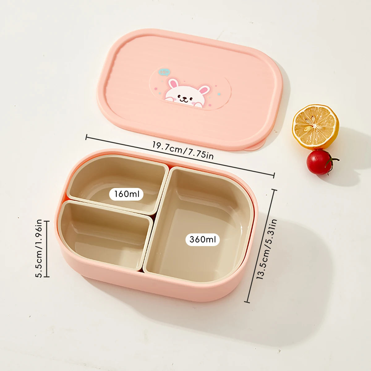 Lunch Box Bambini con 3 Scomparti Removibili – Portapranzo con Custodia Termica Opzionale
