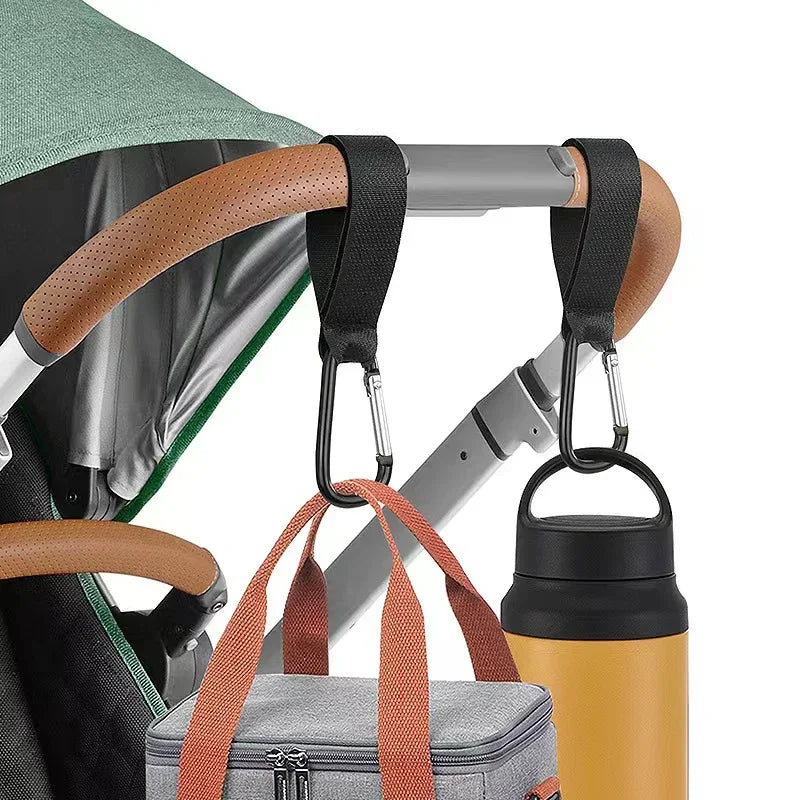 Set 2 Ganci Universali per Passeggino in Alluminio – Moschettoni per Borse e Organizer