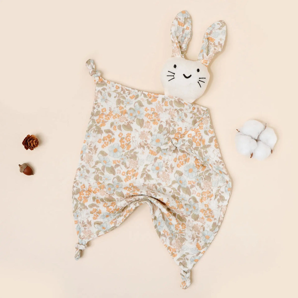 Copertina Doudou per Neonati in Mussola di Cotone – Coniglietto con Orecchie a Fantasia