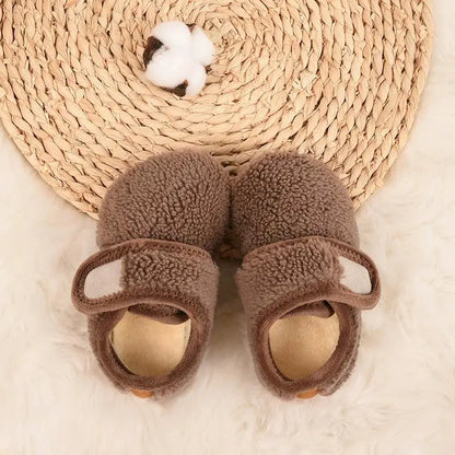 Pantofole Invernali Bambini Antiscivolo – Scarpine da Casa Effetto Teddy con Chiusura a Strappo
