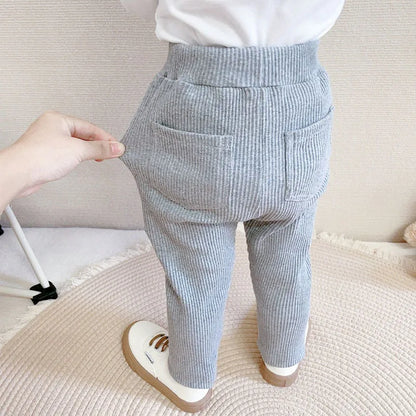 Pantaloni a Costine in Cotone per Bambini, Vita Elastica, Unisex, Primavera/Autunno