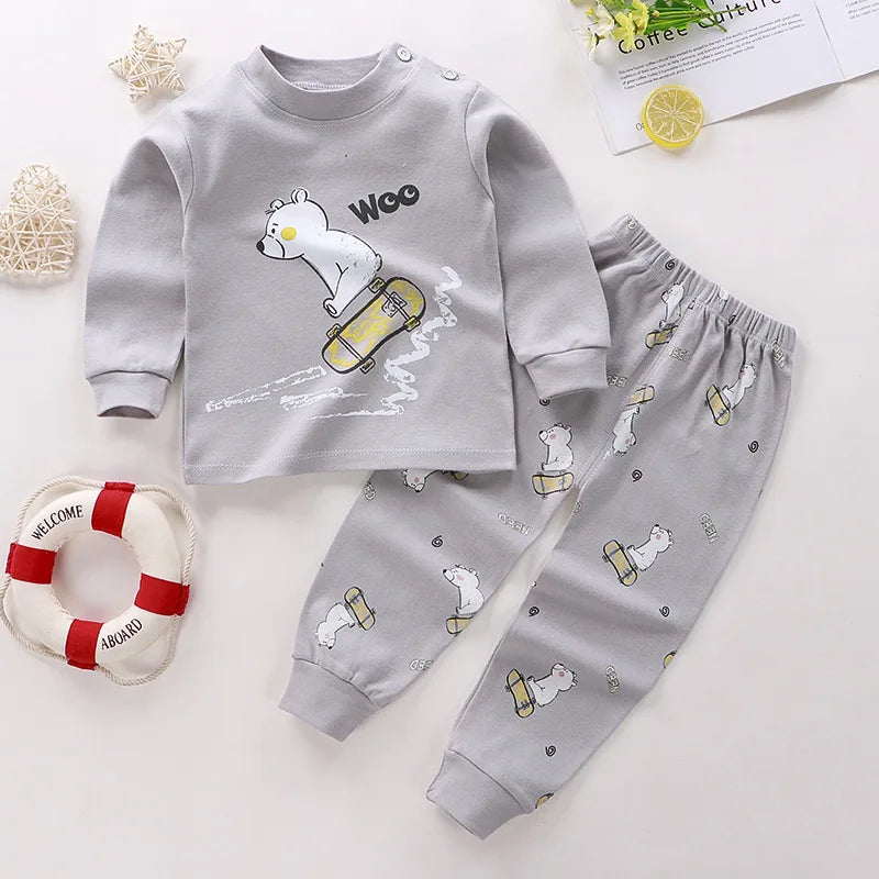 Pigiama Bambino e Bambina in Misto Cotone – Completo Due Pezzi a Maniche Lunghe con Pantaloni