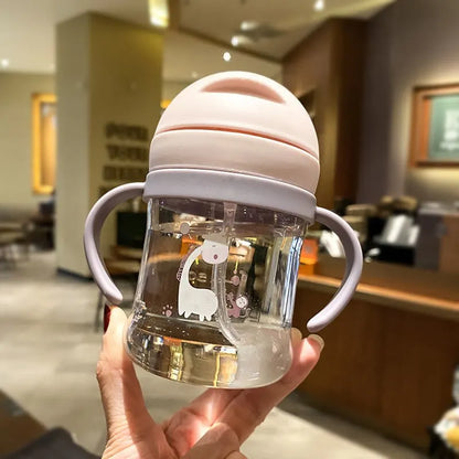 Bicchiere con Cannuccia e Sfera a Gravità 250 ml – Doppio Manico per Bambini