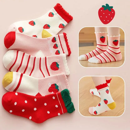 Set 5 Paia di Calzini Fantasia in Cotone per Bambini
