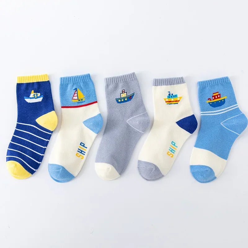 Set 5 Paia di Calzini Fantasia in Cotone per Bambini