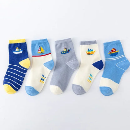 Set 5 Paia di Calzini Fantasia in Cotone per Bambini