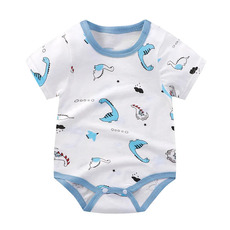 Pagliaccetto in Cotone per Neonato – Tutina a Maniche Corte con Stampe, Body Intero Unisex per Neonati