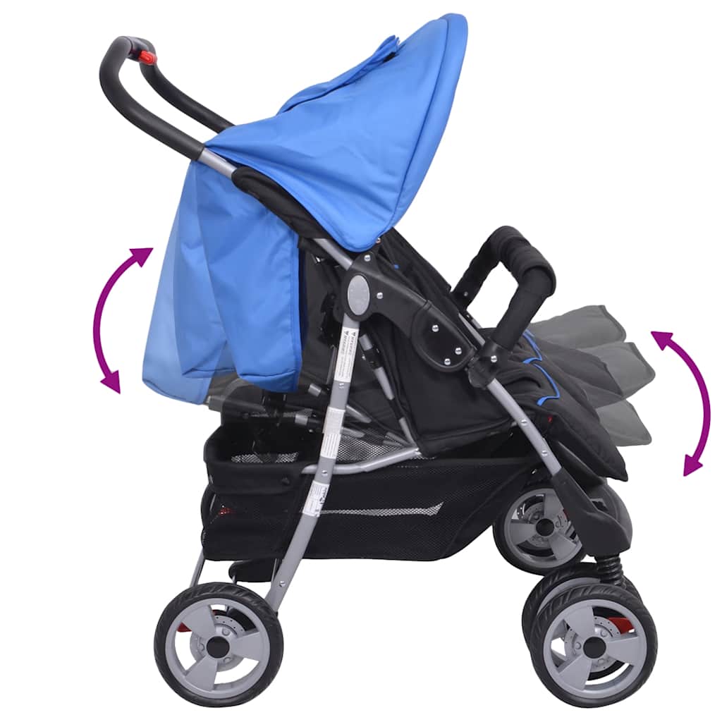 Passeggino Gemellare Affiancato Leggero e Compatto – Chiusura Facile, Schienali Reclinabili, Ruote Antishock