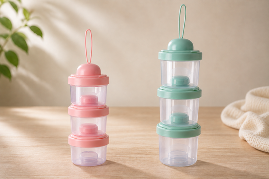 Contenitore Latte in Polvere Neonato 3 Scomparti Portatile | Dosatore Formula Baby Ermetico Antipolvere 60/120ml