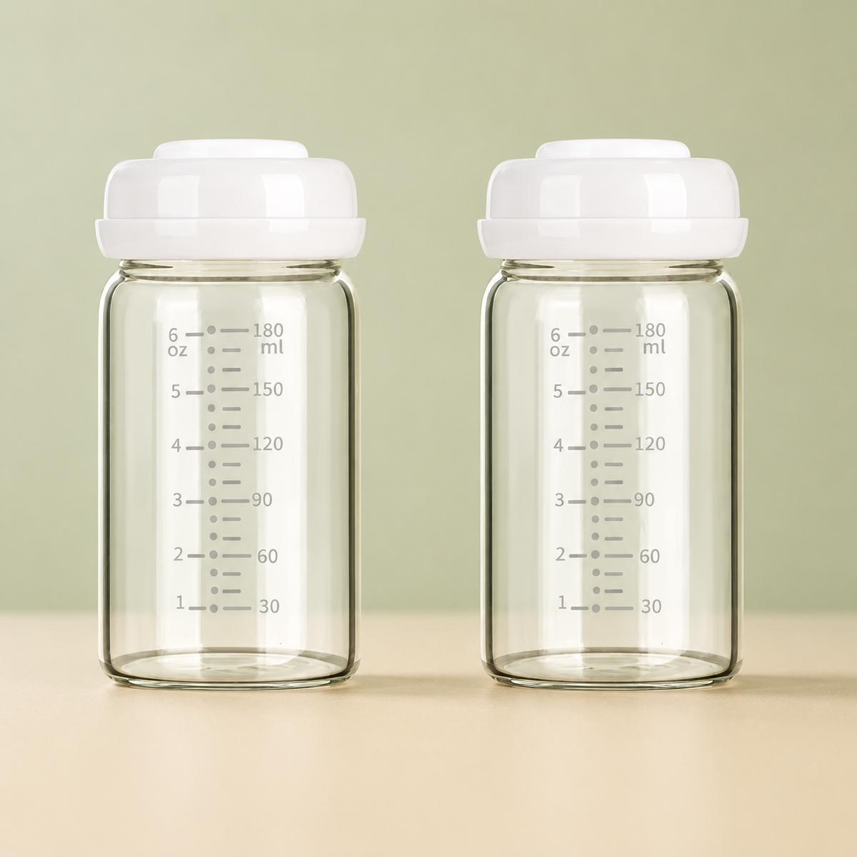 Bottiglie per Conservazione Latte Materno in Vetro 180 ml – Set da 2
