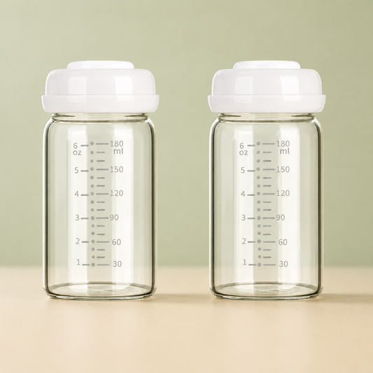 Bottiglie per Conservazione Latte Materno in Vetro 180 ml – Set da 2