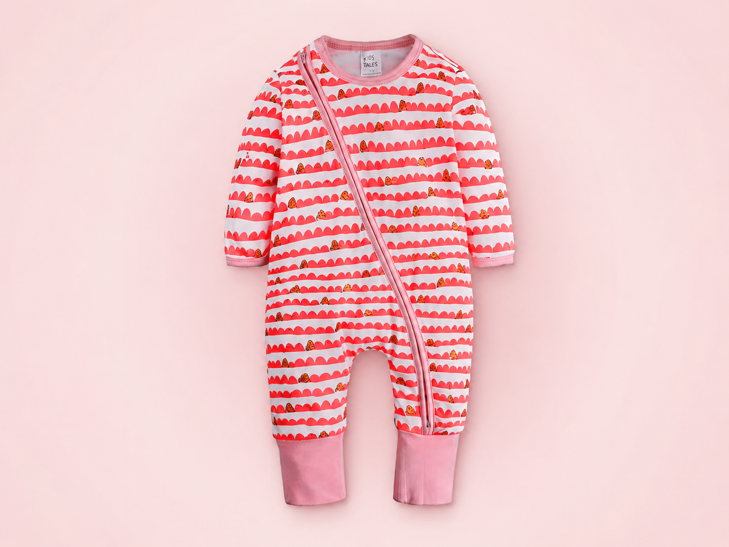 Tutina Neonato con Zip a Manica Lunga – Pagliaccetto Intero con Fantasie Colorate