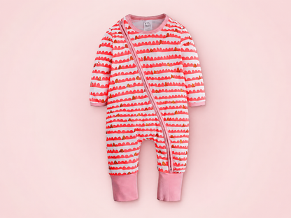 Tutina Neonato con Zip a Manica Lunga – Pagliaccetto Intero con Fantasie Colorate