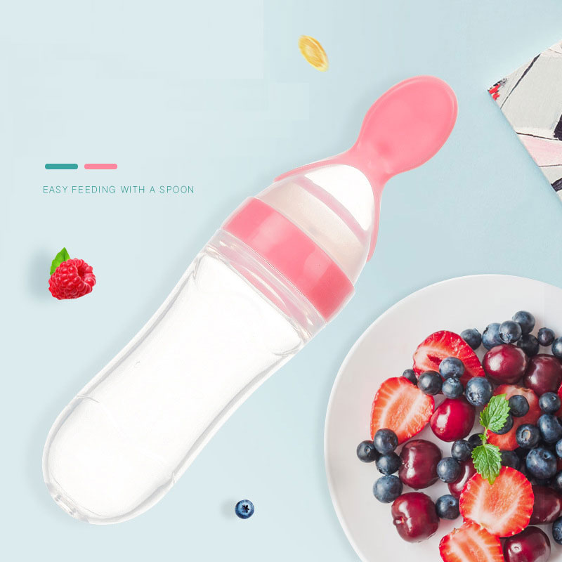 Biberon Cucchiaio in Silicone per Svezzamento – Dispenser Pappa Neonato 90ml Antigoccia BPA Free