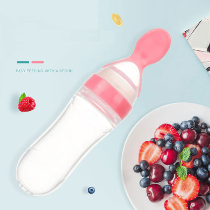Biberon Cucchiaio in Silicone per Svezzamento – Dispenser Pappa Neonato 90ml Antigoccia BPA Free