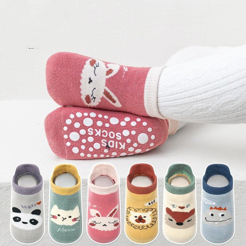 Calzini Antiscivolo Bambino in Cotone Traspirante - Calze Corte Baby con Grip 0-5 Anni