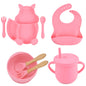 Set Pappa in Silicone per Bambini – Kit Completo Svezzamento con Piatti, Posate, Bavaglino e Bicchiere Antigoccia