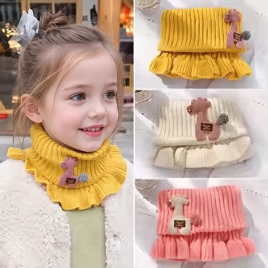 Scaldacollo Bambina in Maglia con Volant e Dettaglio Decorativo