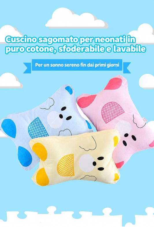 Cuscino Sagomato per Neonato con Rivestimento in Cotone Removibile e Lavabile – 30 × 20 cm