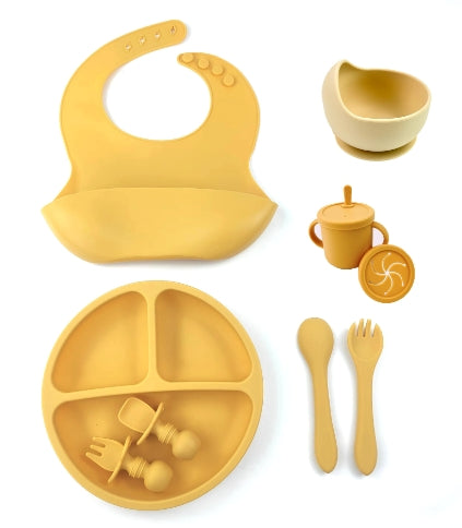 Set Pappa in Silicone per Bambini 8 Pezzi – Ciotola con Ventosa Antiscivolo per Svezzamento