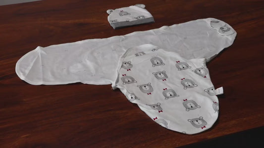 Fascia Swaddle Neonato in 100% Cotone con Cappellino – Copertina Avvolgente Regolabile 70 × 50 cm